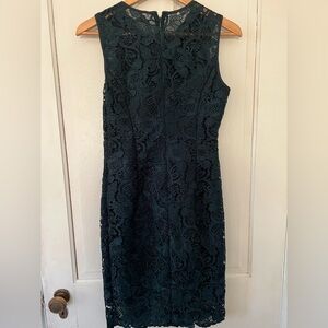 White House Black Market Dark Green Lace Midi Dress